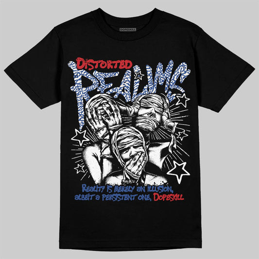 Jordan Spizike Low “Storm Blue” DopeSkill T-Shirt Distorted Realms Graphic Streetwear - Black