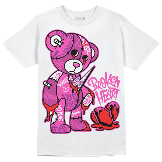 Jordan 4 GS “Hyper Violet” DopeSkill T-Shirt Broken Heart Graphic Streetwear - White