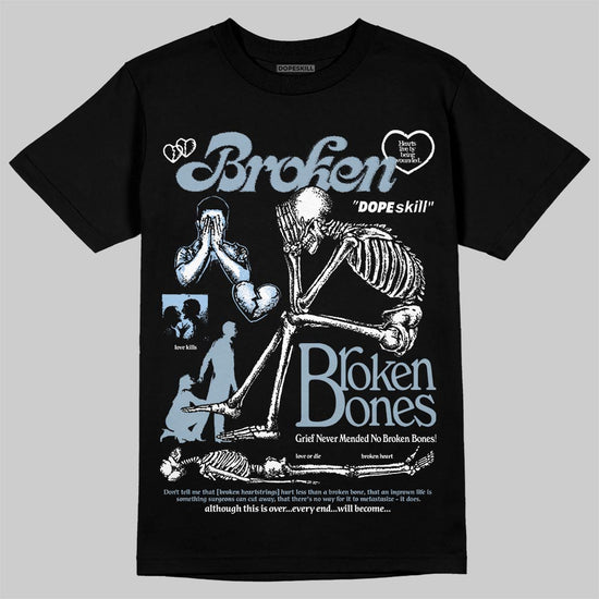 Jordan 40 “Blue Suede” DopeSkill T-Shirt Broken Bones Graphic Streetwear - Black