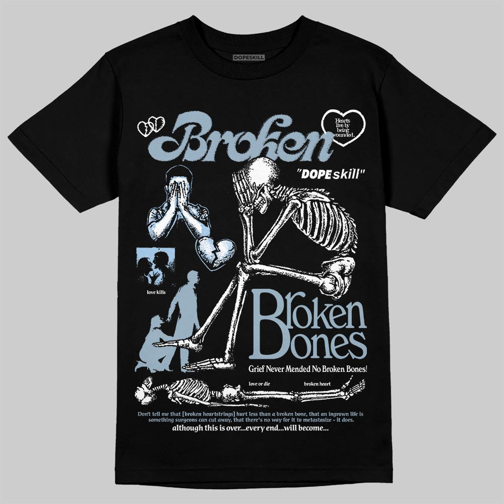 Jordan 40 “Blue Suede” DopeSkill T-Shirt Broken Bones Graphic Streetwear - Black