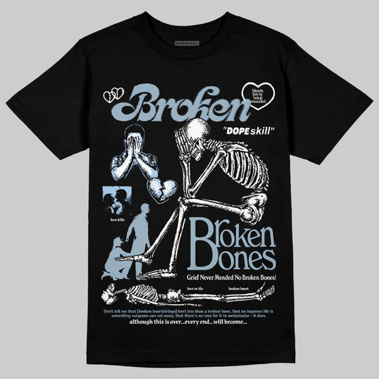 Jordan 40 “Blue Suede” DopeSkill T-Shirt Broken Bones Graphic Streetwear - Black