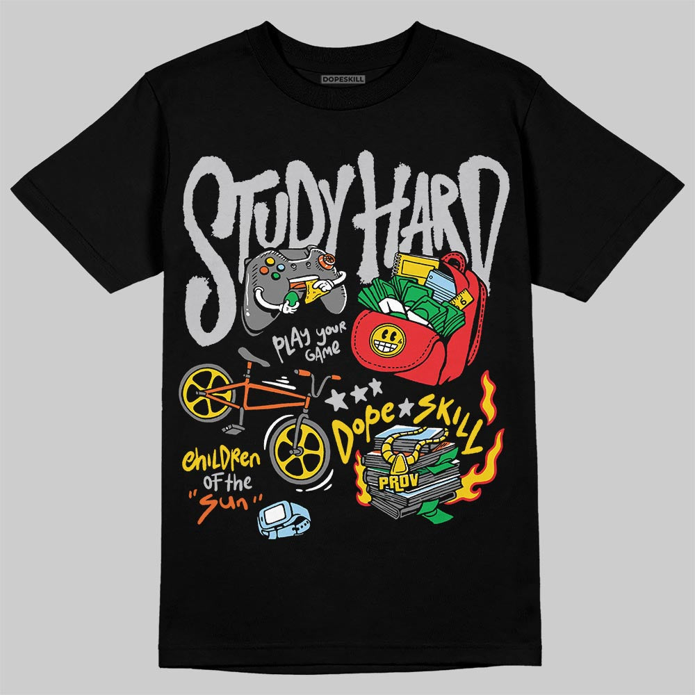 Grey Sneakers DopeSkill T-Shirt Study Hard Graphic Streetwear - black