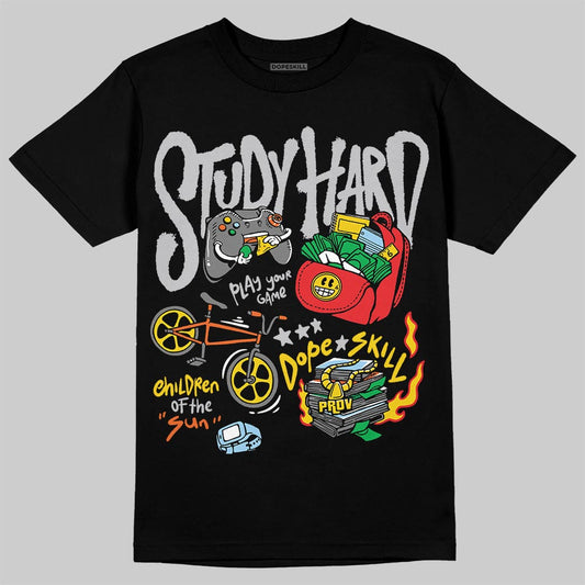 Grey Sneakers DopeSkill T-Shirt Study Hard Graphic Streetwear - black