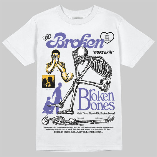 Jordan 4 Retro Lakers DopeSkill T-Shirt Broken Bones Graphic Streetwear - White