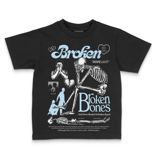 Jordan 4 Retro GS “Blue Chill” DopeSkill Toddler Kids T-shirt Broken Bones Graphic Streetwear - black