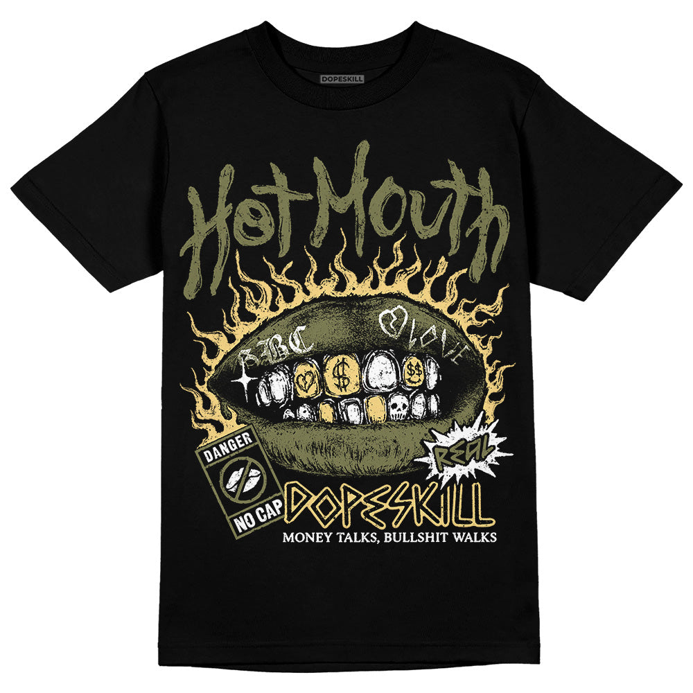 Jordan 4 Retro SE Craft Medium Olive DopeSkill T-Shirt Hot Mouth Graphic Streetwear - Black