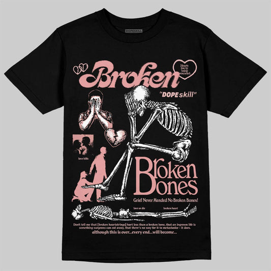 Jordan 40 “Dusty Rose” DopeSkill T-Shirt Broken Bones Graphic Streetwear - Black