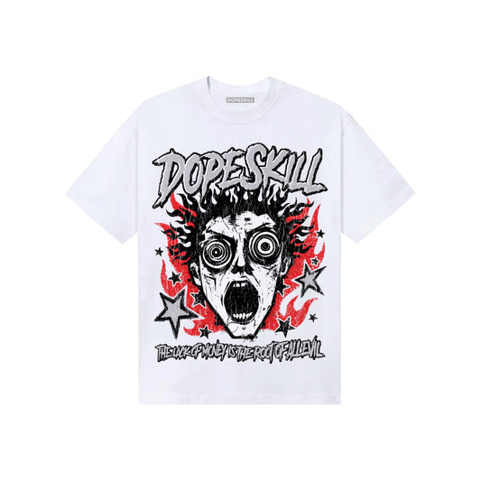 Grey Sneakers DopeSkill T-Shirt Root of Evil Graphic Streetwear - White
