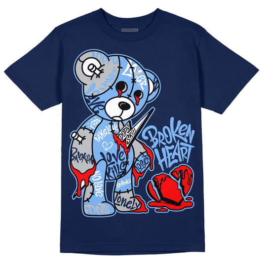 Jordan 5 Midnight Navy DopeSkill Navy T-Shirt Broken Heart Graphic Streetwear