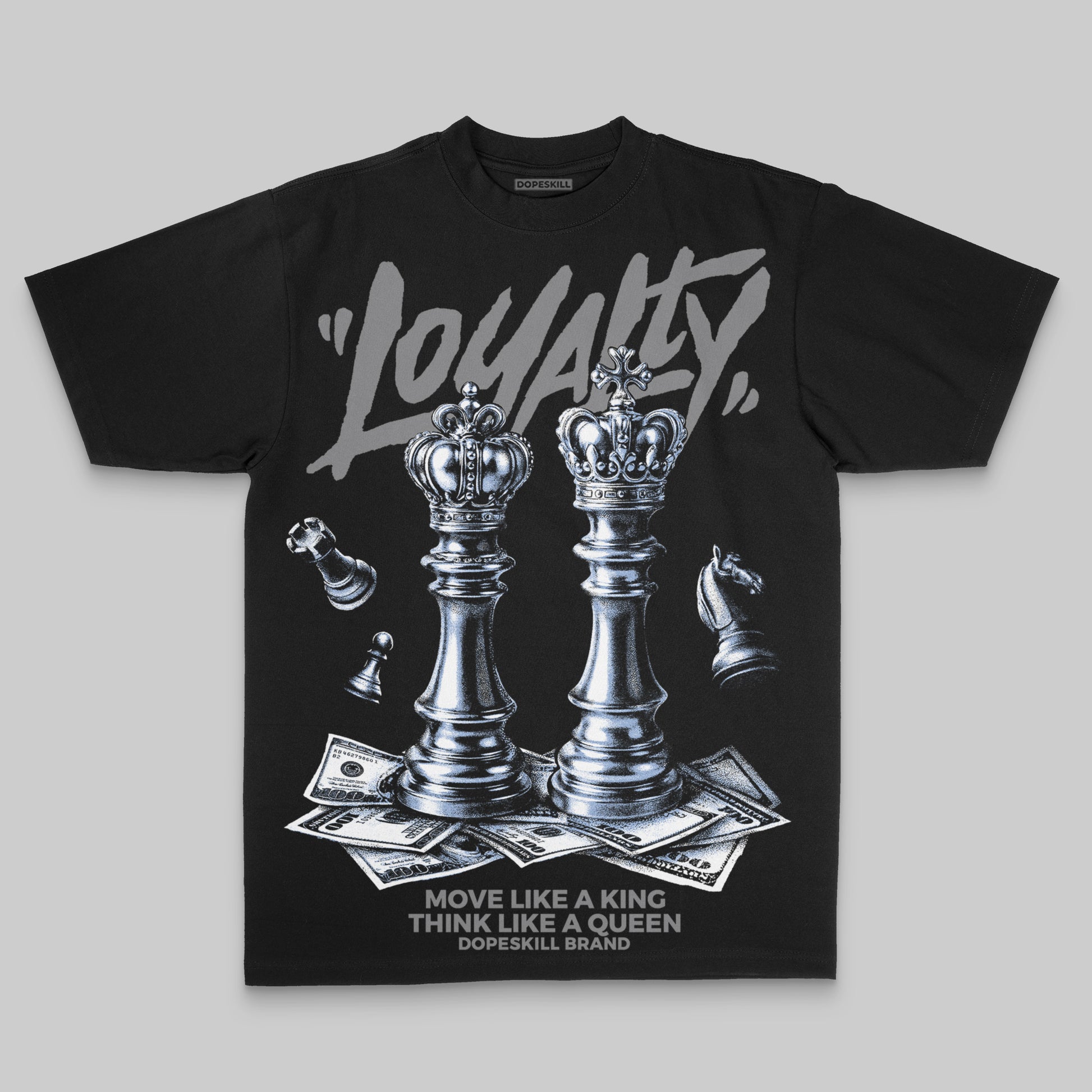Grey Sneakers Oversize Print 'Loyalty' DopeSkill Graphic T-shirt Streetwear - Black