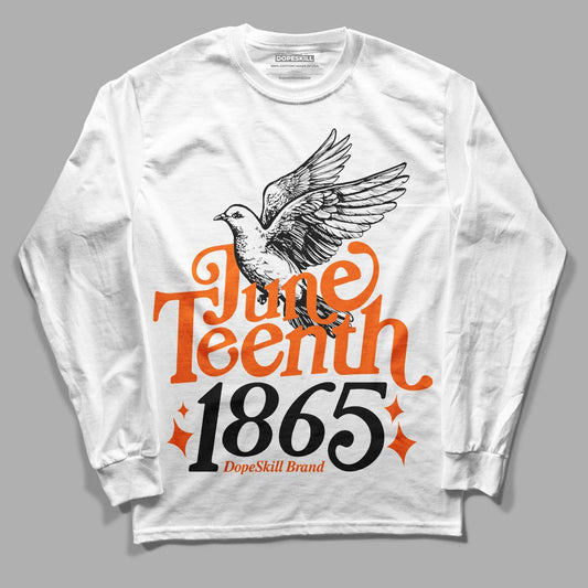 Orange, Black & White Sneakers DopeSkill Long Sleeve T-Shirt Juneteenth 1865 Graphic Streetwear - White