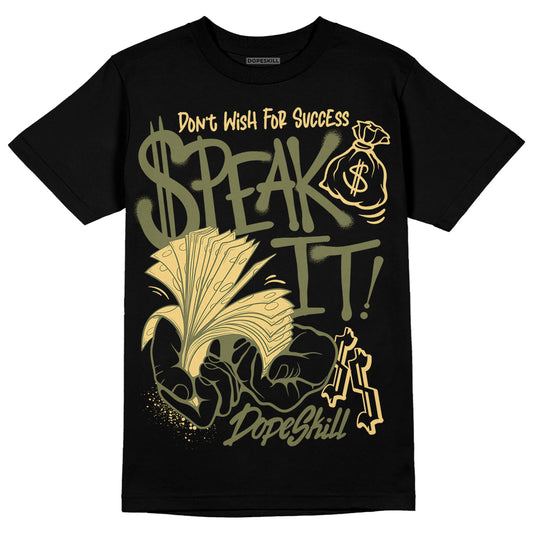 Jordan 4 Retro SE Craft Medium Olive DopeSkill T-Shirt Speak It Graphic Streetwear - Black