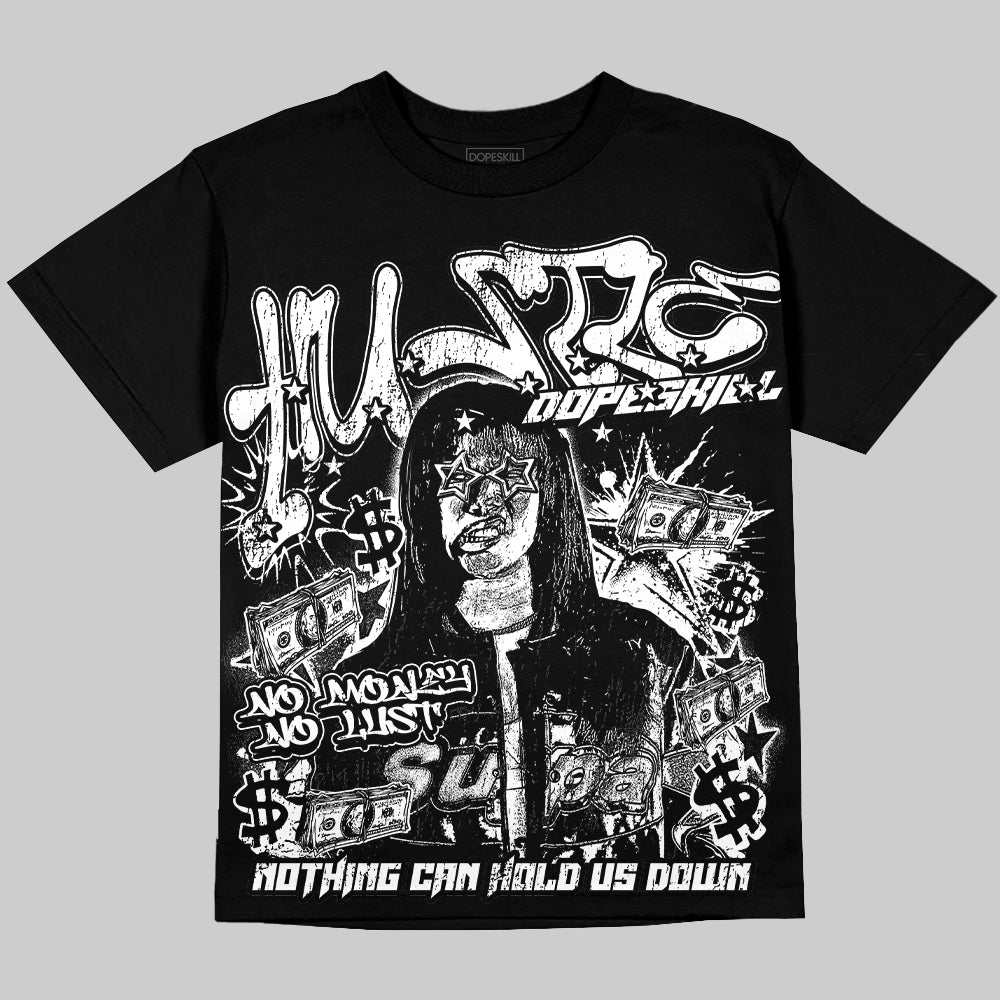 Dunk Low Panda White Black Oversize Print 'No Money No Lust' DopeSkill Graphic T-shirt Streetwear - black