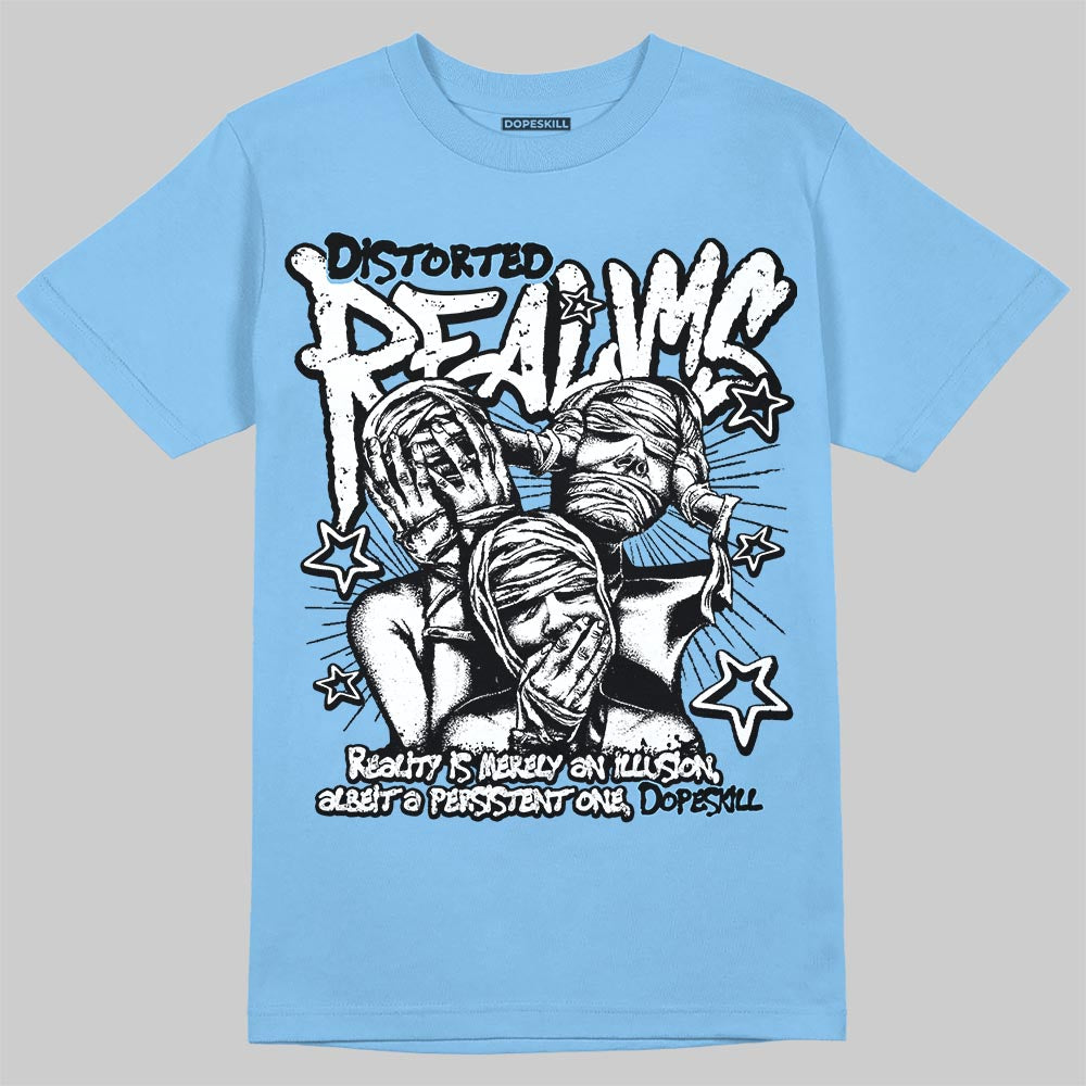 Jordan 11 Low University Blue DopeSkill T-Shirt Distorted Realms Graphic Streetwear - Carolina Blue