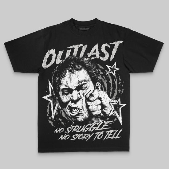 Grey Oversize Print Outlast DopeSkill Graphic T-shirt Streetwear - black