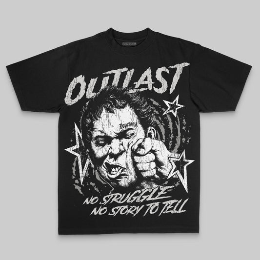 Grey Oversize Print Outlast DopeSkill Graphic T-shirt Streetwear - black