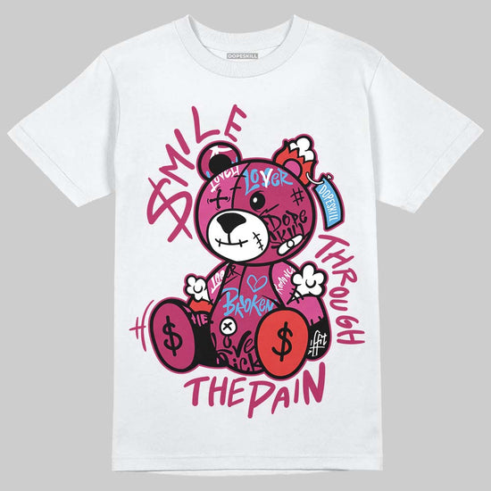 Jordan 4 Sweet Beet DopeSkill T-Shirt Smile Through The Pain Graphic Streetwear - White