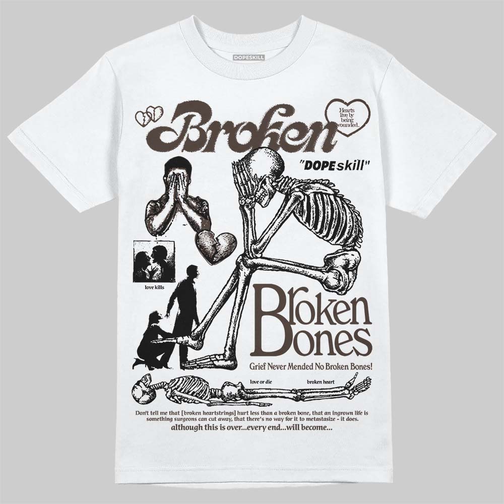 Jordan 1 Low OG “Mocha” DopeSkill T-Shirt Broken Bones Graphic Streetwear - White