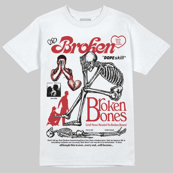 Jordan 5 Retro Fire Red Black Tongue (2025) DopeSkill T-Shirt Broken Bones Graphic Streetwear - White 