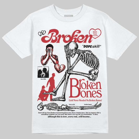 Jordan 5 Retro Fire Red Black Tongue (2025) DopeSkill T-Shirt Broken Bones Graphic Streetwear - White 