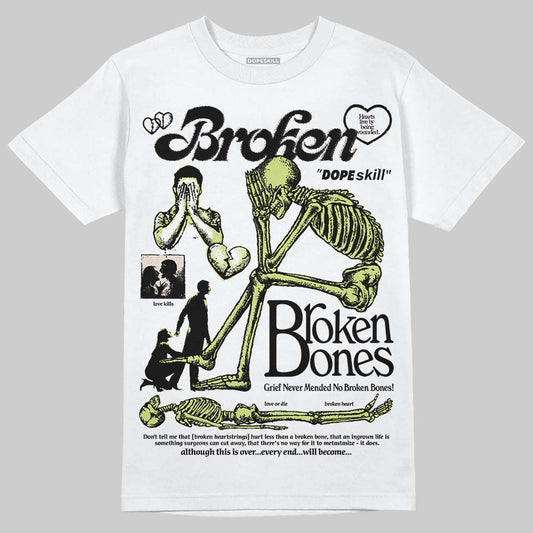 Jordan 5 “Luminous Green” DopeSkill T-Shirt Broken Bones Graphic Streetwear - White