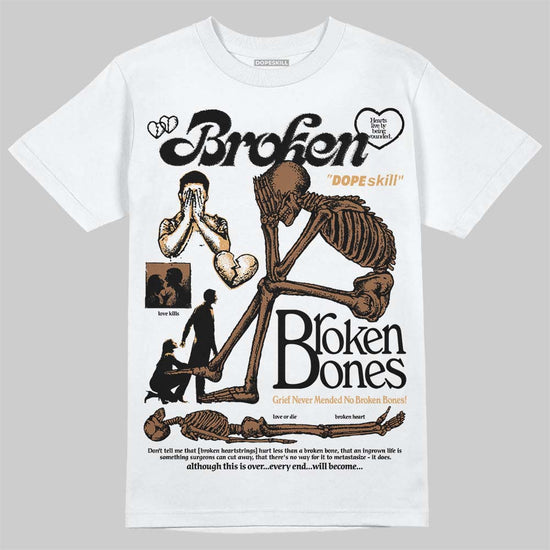 Jordan 1 High OG Black Metallic Gold DopeSkill T-Shirt Broken Bones Graphic Streetwear - White 