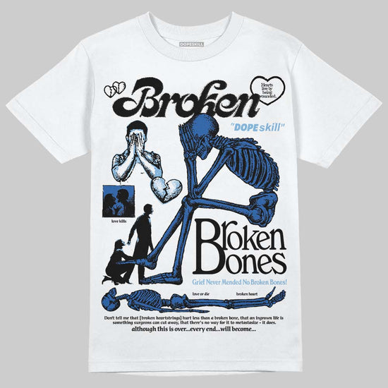 Air Foamposite One “International Blue” DopeSkill T-Shirt Broken Bones Graphic Streetwear - White 