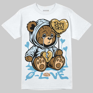 Jordan 4 Denim “Worn Blue” DopeSkill T-Shirt Broken Bear Graphic Streetwear - White