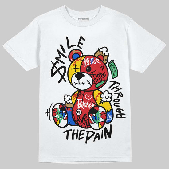 Jordan 7 Miro Olympic DopeSkill T-Shirt Smile Through The Pain Graphic Streetwear - White 