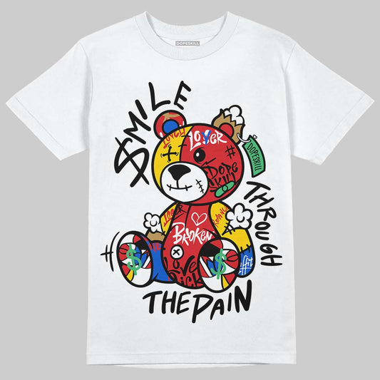 Jordan 7 Miro Olympic DopeSkill T-Shirt Smile Through The Pain Graphic Streetwear - White 
