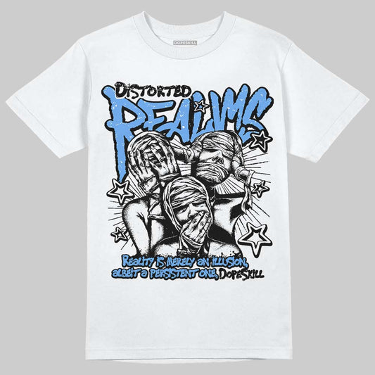 Jordan 5 Black University Blue DopeSkill T-Shirt Distorted Realms Graphic Streetwear - White
