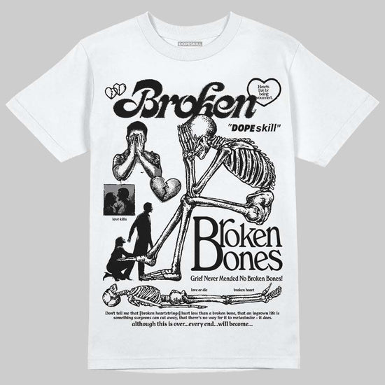 Jordan 4 “Black Cat” (2025) DopeSkill T-Shirt Broken Bones Graphic Streetwear - WHite