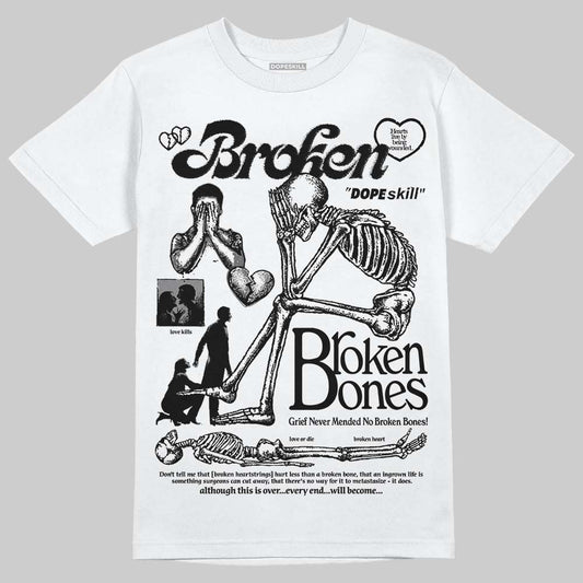 Jordan 4 “Black Cat” (2025) DopeSkill T-Shirt Broken Bones Graphic Streetwear - WHite