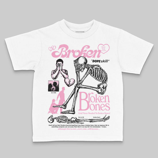 Jordan 12 GS “Pearl Pink” DopeSkill Toddler Kids T-shirt Broken Bones Graphic Streetwear - White