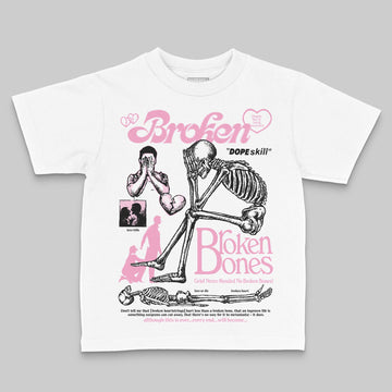 Jordan 12 GS “Pearl Pink” DopeSkill Toddler Kids T-shirt Broken Bones Graphic Streetwear - White