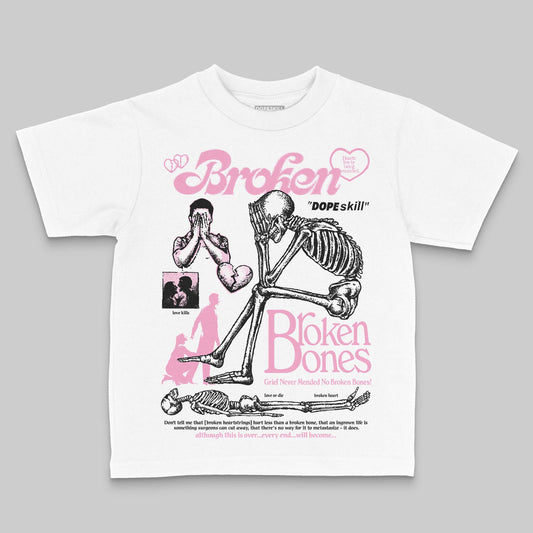 Jordan 12 GS “Pearl Pink” DopeSkill Toddler Kids T-shirt Broken Bones Graphic Streetwear - White