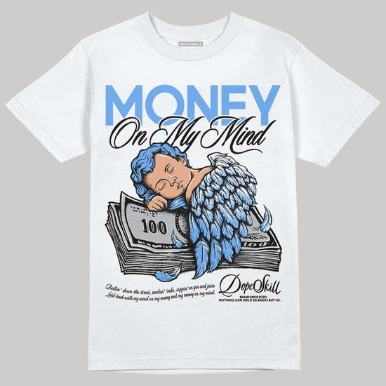 Jordan 5 Black University Blue DopeSkill T-Shirt MOMM Graphic Streetwear - White