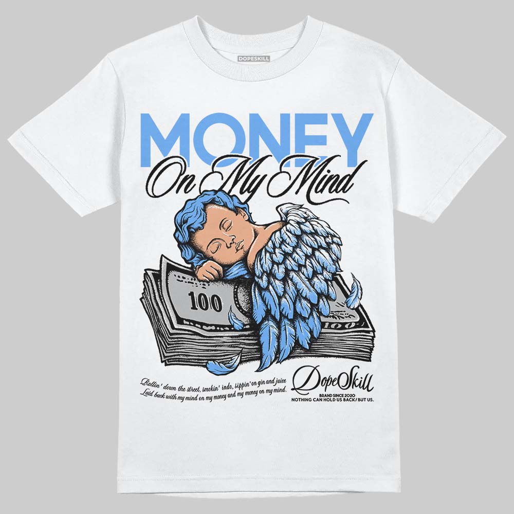 Jordan 5 Black University Blue DopeSkill T-Shirt MOMM Graphic Streetwear - White