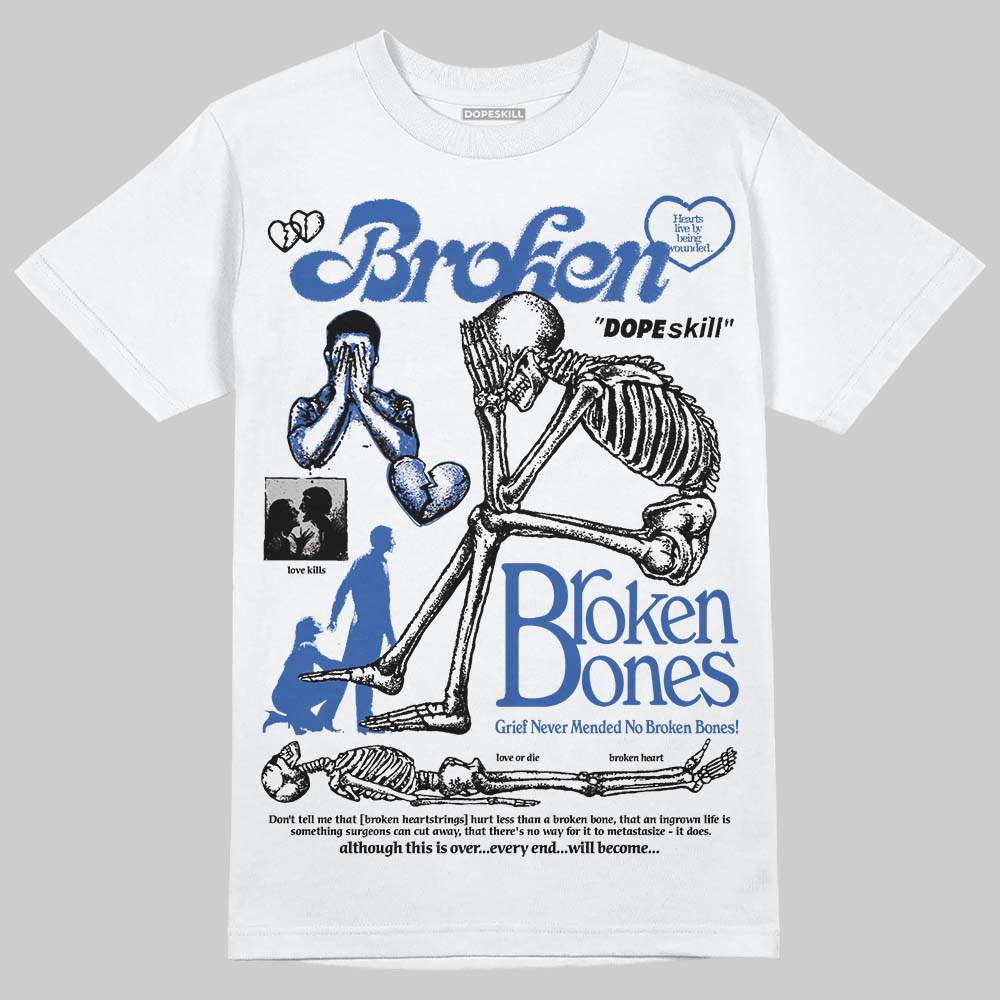 Awake NY x Jordan 5 Retro 'Black Racer Blue' DopeSkill T-Shirt Broken Bones Graphic Streetwear - White