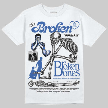 Awake NY x Jordan 5 Retro 'Black Racer Blue' DopeSkill T-Shirt Broken Bones Graphic Streetwear - White