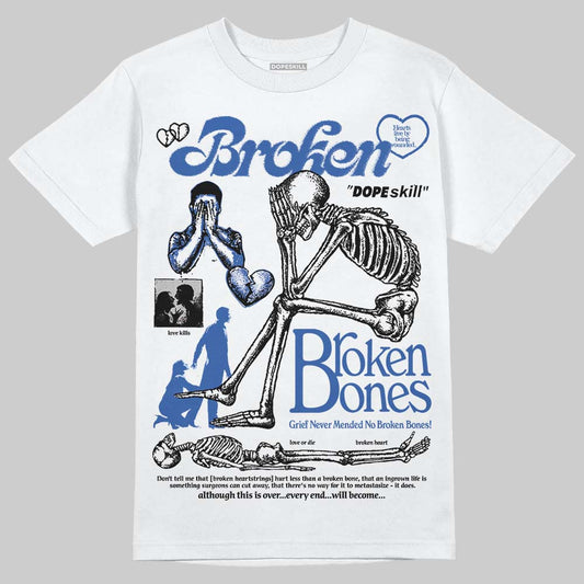 Awake NY x Jordan 5 Retro 'Black Racer Blue' DopeSkill T-Shirt Broken Bones Graphic Streetwear - White
