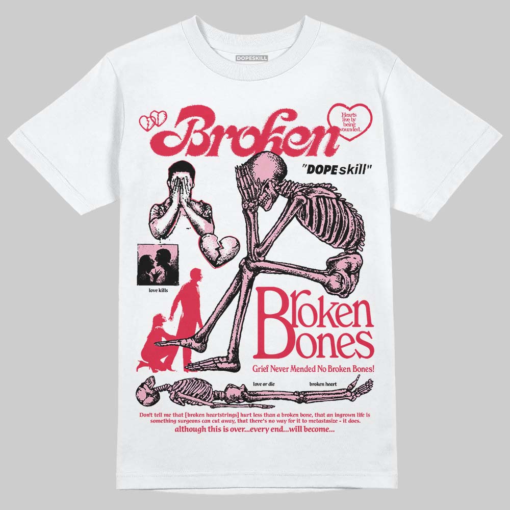 Dunk Low Valentine's Day (2026) DopeSkill T-Shirt Broken Bones Graphic Streetwear - White