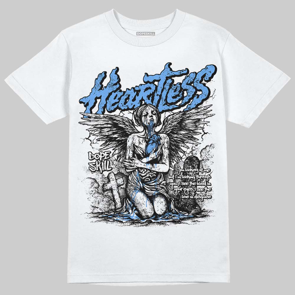 Jordan 5 Black University Blue DopeSkill T-Shirt Heartless Graphic Streetwear - White