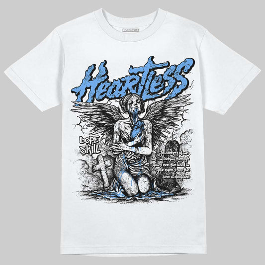 Jordan 5 Black University Blue DopeSkill T-Shirt Heartless Graphic Streetwear - White