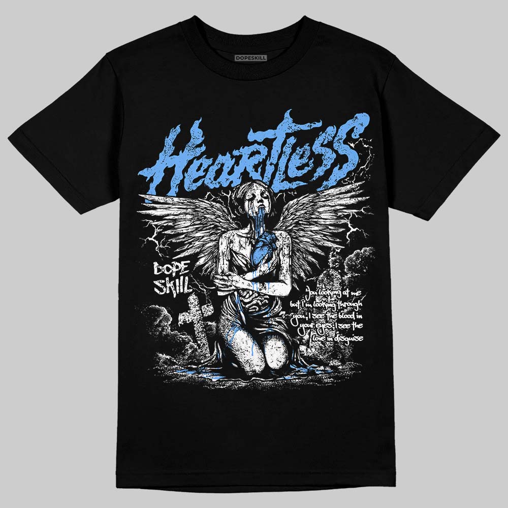 Jordan 5 Black University Blue DopeSkill T-Shirt Heartless Graphic Streetwear - black