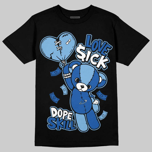 Air Foamposite One “International Blue” DopeSkill T-Shirt Love Sick Graphic Streetwear - Black