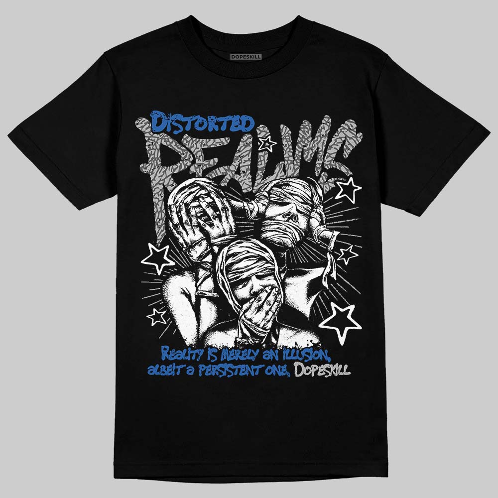 Jordan 3 "True Blue" DopeSkill T-Shirt Distorted Realms Graphic Streetwear - Black