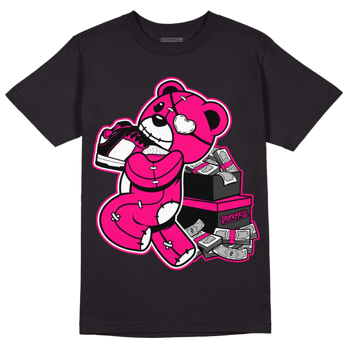 Jordan 1 Low GS “Fierce Pink” Dopeskill T-Shirt Bear Steals Sneaker Graphic Streetwear - Black