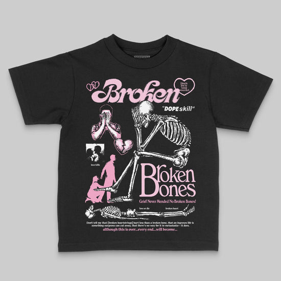 Jordan 12 GS “Pearl Pink” DopeSkill Toddler Kids T-shirt Broken Bones Graphic Streetwear - Black