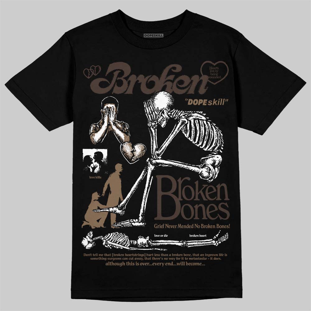 Jordan 1 Low OG “Mocha” DopeSkill T-Shirt Broken Bones Graphic Streetwear - Black